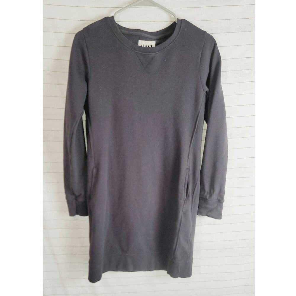 PACT The Downtime Sweatshirt Organic Cotton Dress in Black, sz Small